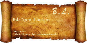 Bögre Larion névjegykártya